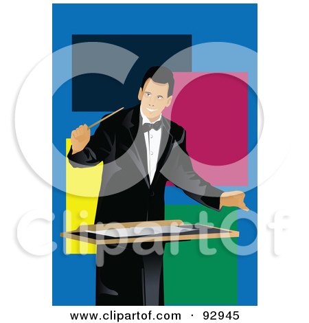 Royalty-Free (RF) Clipart Illustration of a Conductor Man In A Tuxedo - 2 by mayawizard101