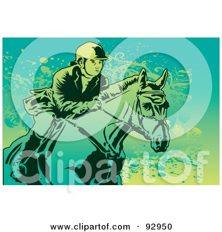 Royalty-Free (RF) Clipart Illustration of a Female Equestrian On A Horse by mayawizard101