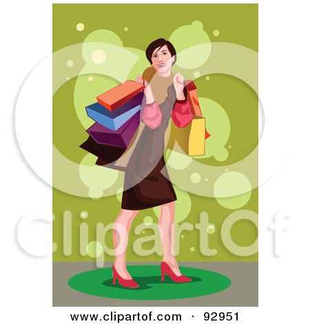 Royalty-Free (RF) Clipart Illustration of a Female Shopper With Bags - 1 by mayawizard101