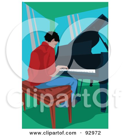 Royalty-Free (RF) Clipart Illustration of a Male Pianist by mayawizard101