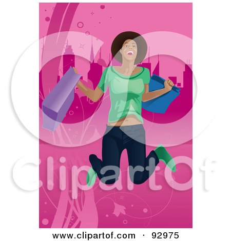 Royalty-Free (RF) Clipart Illustration of a Female Shopper With Bags - 3 by mayawizard101