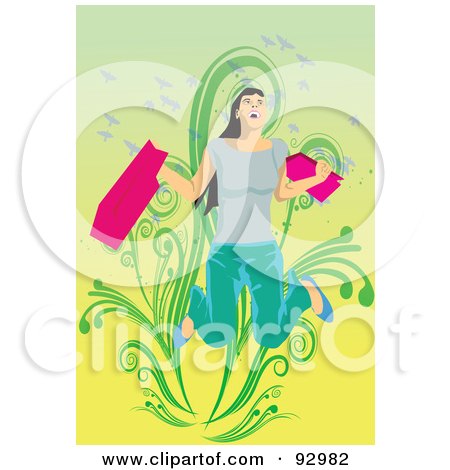 Royalty-Free (RF) Clipart Illustration of a Female Shopper With Bags - 8 by mayawizard101