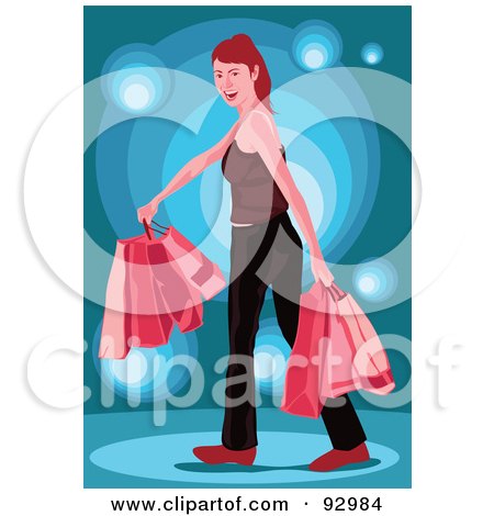 Royalty-Free (RF) Clipart Illustration of a Female Shopper With Bags - 4 by mayawizard101