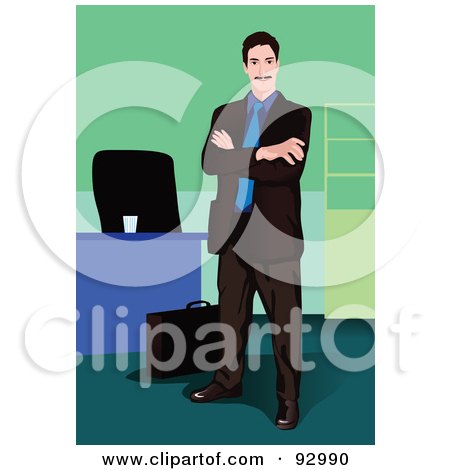 Royalty-Free (RF) Clipart Illustration of a Business Man In An Office - 7 by mayawizard101