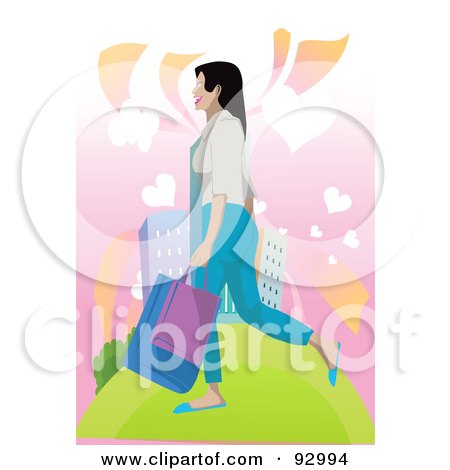 Royalty-Free (RF) Clipart Illustration of a Female Shopper With Bags - 10 by mayawizard101
