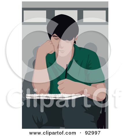 Royalty-Free (RF) Clipart Illustration of a Bored Writer by mayawizard101