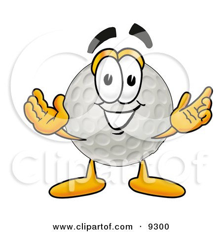 Clipart Picture of a Golf Ball Mascot Cartoon Character With Welcoming Open Arms by Mascot Junction