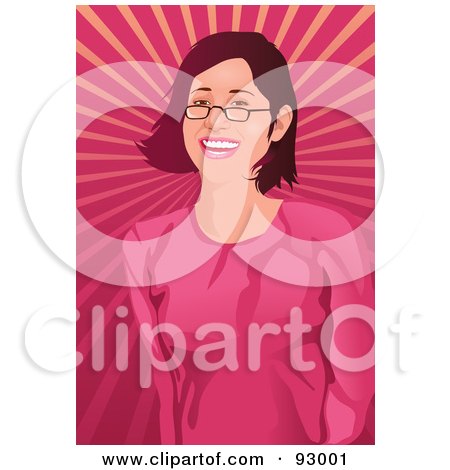 Royalty-Free (RF) Clipart Illustration of a Woman In Pink, Smiling by mayawizard101