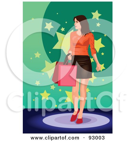 Royalty-Free (RF) Clipart Illustration of a Female Shopper With Bags - 2 by mayawizard101