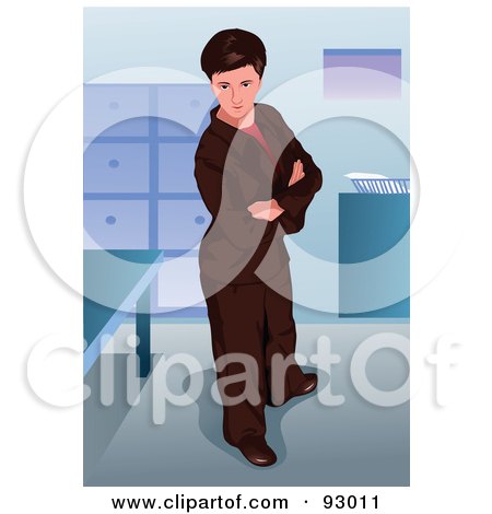 Royalty-Free (RF) Clipart Illustration of a Stern Business Woman Standing In An Office by mayawizard101