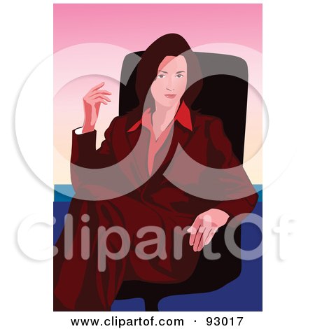 Royalty-Free (RF) Clipart Illustration of a Business Woman Seated In An Office Chair by mayawizard101