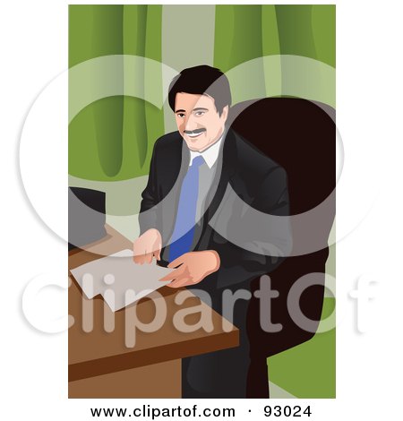Royalty-Free (RF) Clipart Illustration of a Business Man In An Office - 5 by mayawizard101
