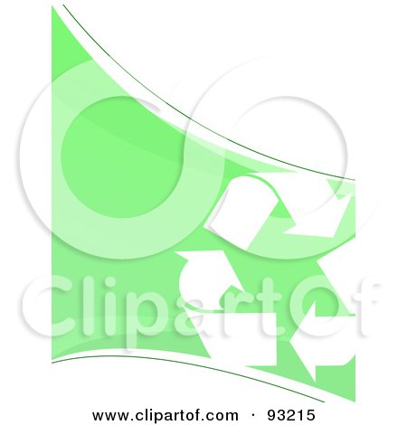 Royalty-Free (RF) Clipart Illustration of a Recycling Symbol On A Green Swoosh, Over White by Arena Creative