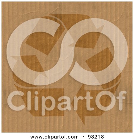 Royalty-Free (RF) Clipart Illustration of a Brown Recycling Symbol On Corrugated Cardboard by Arena Creative