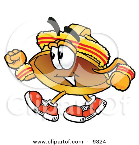 Clipart Picture of a Hard Hat Mascot Cartoon Character Speed Walking or Jogging by Mascot Junction