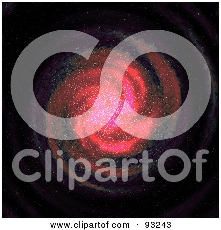 Royalty-Free (RF) Clipart Illustration of a Red Spiral Galaxy Of Stars On Black by Arena Creative