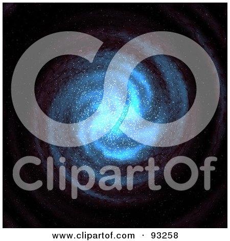Royalty-Free (RF) Clipart Illustration of a Blue Spiral Galaxy Of Stars On Black by Arena Creative
