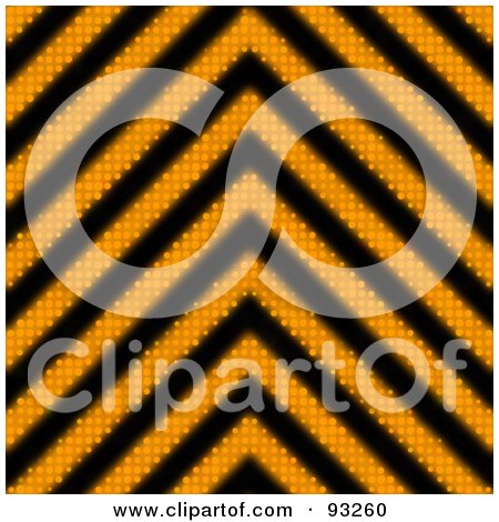 Royalty-Free (RF) Clipart Illustration of a Zig Zag Background Of Orange And Black Hazard Stripes by Arena Creative