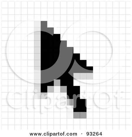 Royalty-Free (RF) Clipart Illustration of a Black Arrow Cursor Over Pixels by Arena Creative
