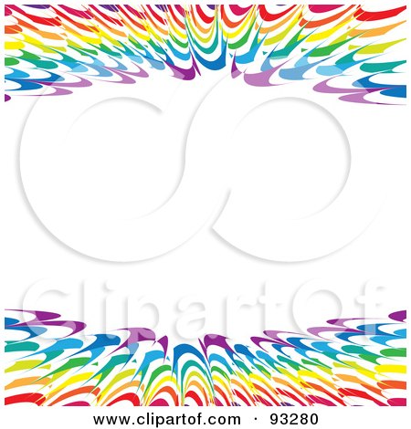 Royalty-Free (RF) Clipart Illustration of a White Background With Upper And Lower Borders Of Rainbow Spikes by Arena Creative