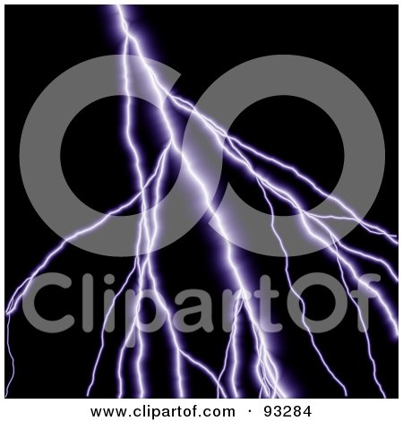 Royalty-Free (RF) Clipart Illustration of Purple Lighting Striking Over Black by Arena Creative
