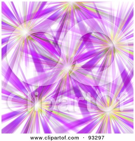 Royalty-Free (RF) Clipart Illustration of a Background Of Purple And Orange Bursts On White by Arena Creative