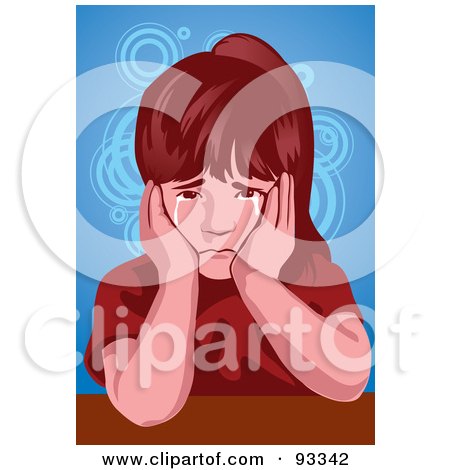 Royalty-Free (RF) Clipart Illustration of a Girl Crying - 2 by mayawizard101