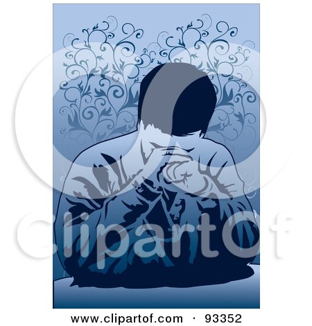 Royalty-Free (RF) Clipart Illustration of a Sad Or Praying Man by mayawizard101