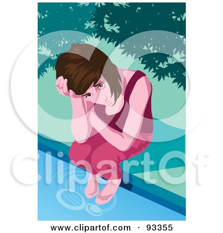 Royalty-Free (RF) Clipart Illustration of a Sad Girl by mayawizard101