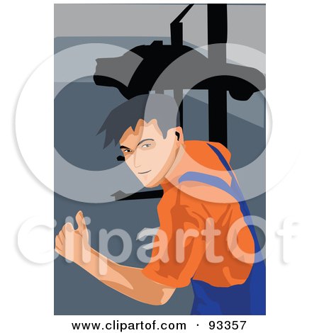 Royalty-Free (RF) Clipart Illustration of an Automotive Mechanic Working - 1 by mayawizard101