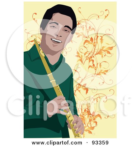 Royalty-Free (RF) Clipart Illustration of a Male Flute Player by mayawizard101