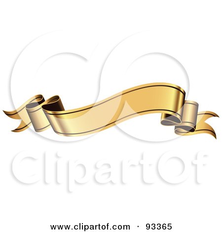 Royalty-Free (RF) Clipart Illustration of a Blank Wavy Gold Ribbon Banner by TA Images