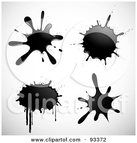 Royalty-Free (RF) Clipart Illustration of a Digital Collage Of Black Ink Splatters With Drips by TA Images