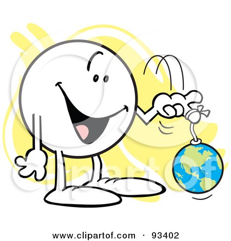 Royalty-Free (RF) Clipart Illustration of a Moodie Character With The World On A String by Johnny Sajem