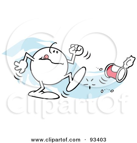 Royalty-Free (RF) Clipart Illustration of a Grumpy Moodie Character Kicking The Can by Johnny Sajem