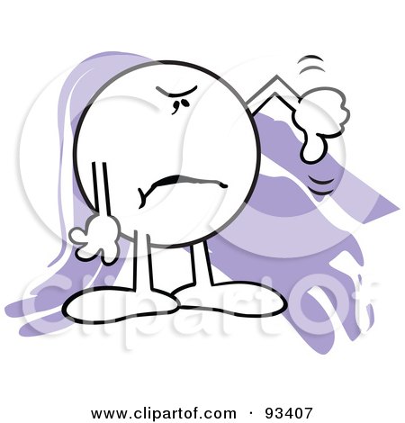 Royalty-Free (RF) Clipart Illustration of a Moodie Character Holding One Thumb Down by Johnny Sajem
