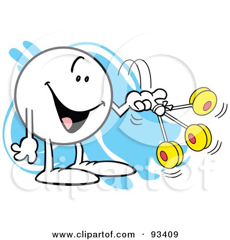 Royalty-Free (RF) Clipart Illustration of a Moodie Character With Three Yo Yos by Johnny Sajem