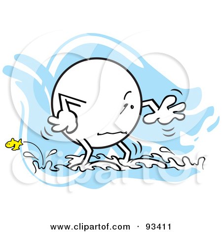 Royalty-Free (RF) Clipart Illustration of a Moodie Character Wading In Water by Johnny Sajem