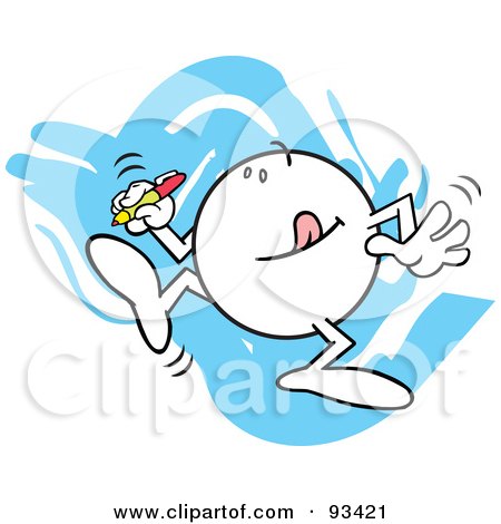 Royalty-Free (RF) Clipart Illustration of a Moodie Character Writing A Note On His Foot by Johnny Sajem