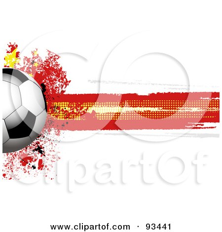 Royalty-Free (RF) Clipart Illustration of a Shiny Soccer Ball Over A Grungy Halftone Chinese Flag by elaineitalia