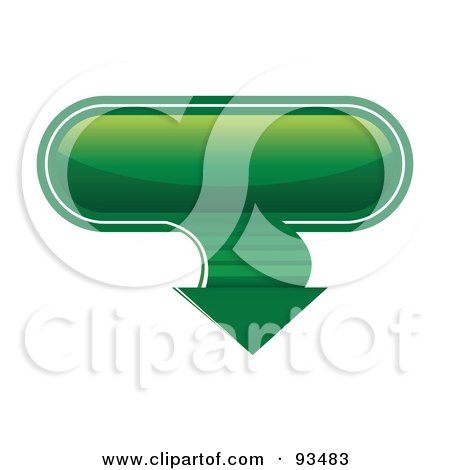 Royalty-Free (RF) Clipart Illustration of a 3d Green Download App Icon With A Curved Arrow by MilsiArt