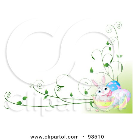 Royalty-Free (RF) Clipart Illustration of a Cute Bunny With Easter Eggs And Vines On A White Background by Pushkin