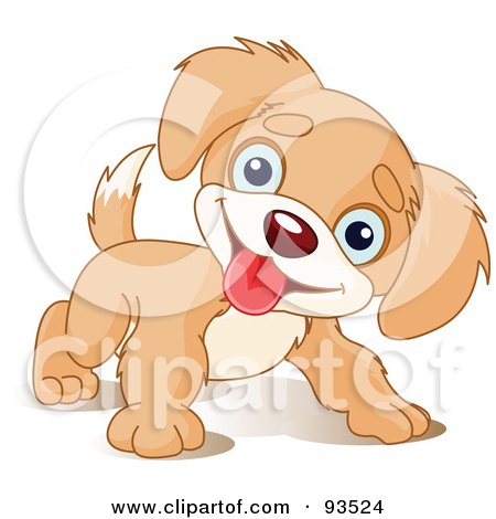 Royalty-Free (RF) Clipart Illustration of a Playful Puppy Dog Tilting His Head And Smiling by Pushkin