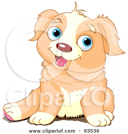 Royalty-Free (RF) Clipart Illustration of a Chubby Puppy Dog Sitting by Pushkin
