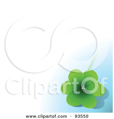 Royalty-Free (RF) Clipart Illustration of a St Patricks Day Clover With A Blue Shadow On White by Pushkin