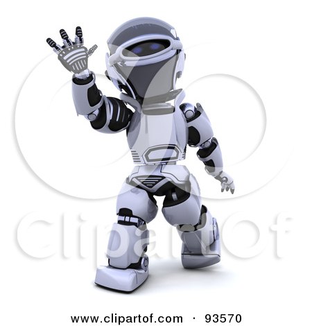 Royalty-Free (RF) Clipart Illustration of a 3d Silver Robot Waving by KJ Pargeter