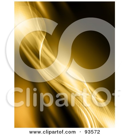 Royalty-Free (RF) Clipart Illustration of a Background Of Curvy Diagonal Golden Mesh Waves by KJ Pargeter