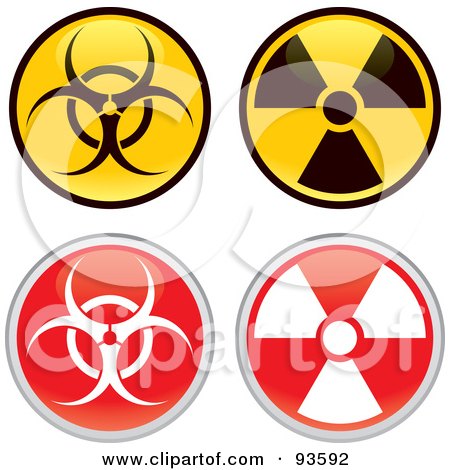 Royalty-Free (RF) Clipart Illustration of a Digital Collage Of Radiation And Biohazard Icon App Buttons by John Schwegel