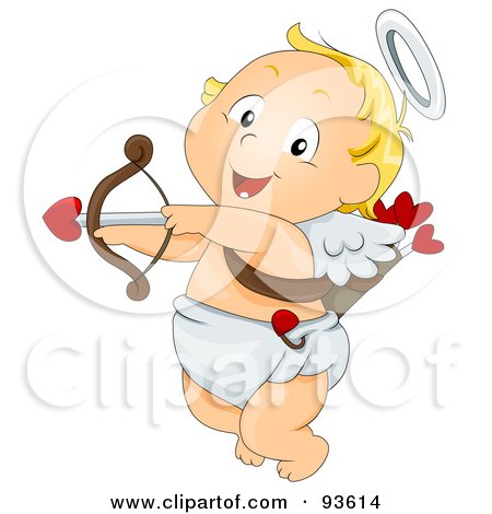 Royalty-Free (RF) Clipart Illustration of a Baby Cupid Ready To Shoot An Arrow by BNP Design Studio