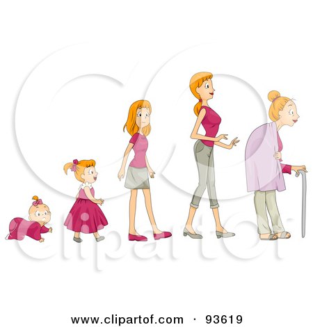 Baby Shown In Stages Of Growth To Girl, Teen, Woman And Senior Posters, Art Prints